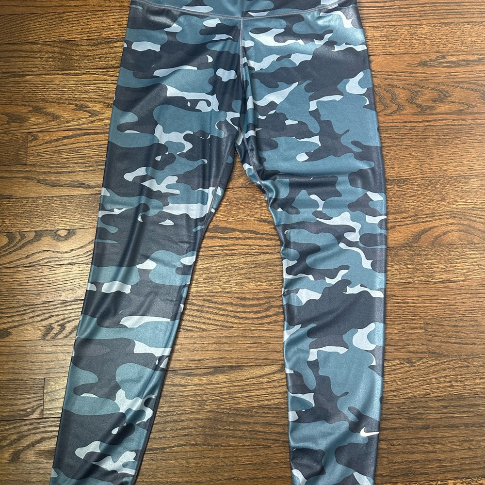 Nike Blue and Gray Camouflage Leggings